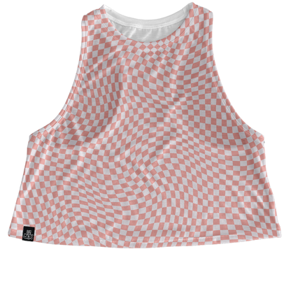 Powder Peach Check Tops