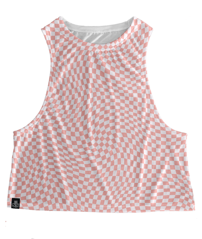 Powder Peach Check Tops