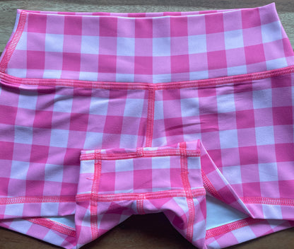 BUBBLE GUM PLAID  2.5” XS LOW WAIST (HYBRID PERFORMANCE)