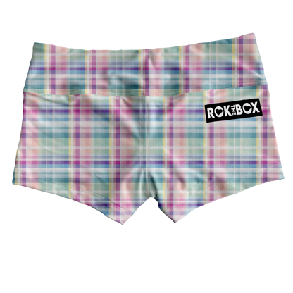 Pastel Plaid Midrise Shorts