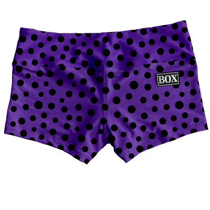 Purple Blk Dots Shorts WITH POCKETS