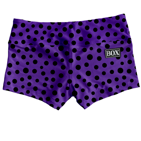 Purple Blk Dots Shorts WITH POCKETS