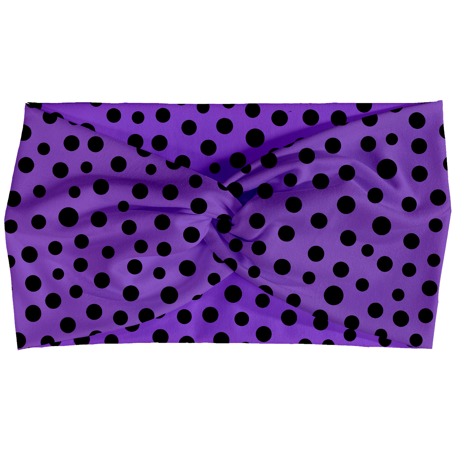 Purple Blk Dots Twist Headbands