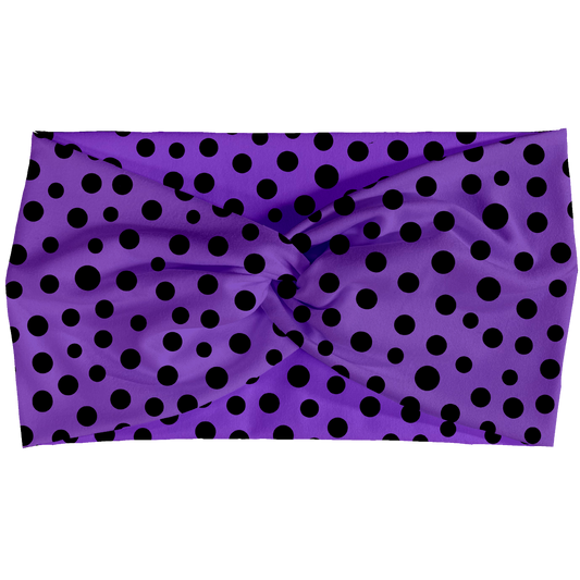 Purple Blk Dots Twist Headbands