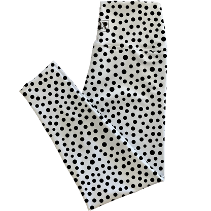 White n Black Dots Regular Rise Leggings