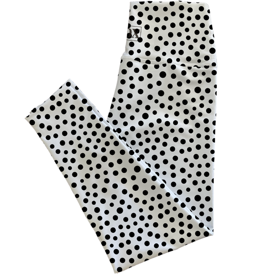 White n Black Dots Regular Rise Leggings