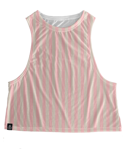 Cream Pink Stripes Tops