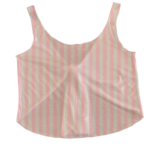 Cream Pink Stripes Tieback Tank