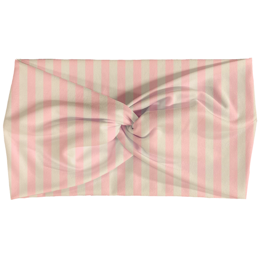Cream Pink Stripes Twist Headbands
