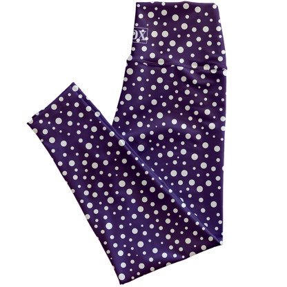 Silver Purple Dots Regular Rise Leggings