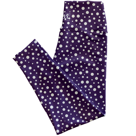 Silver Purple Dots Regular Rise Leggings