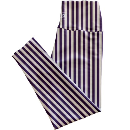 Muted Purple Stripes Regular Rise Leggings