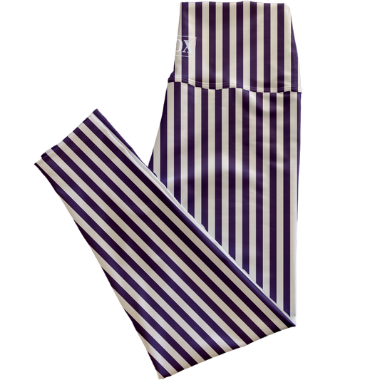 Muted Purple Stripes Regular Rise Leggings