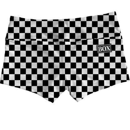 Blk Wht Check Shorts WITH POCKETS