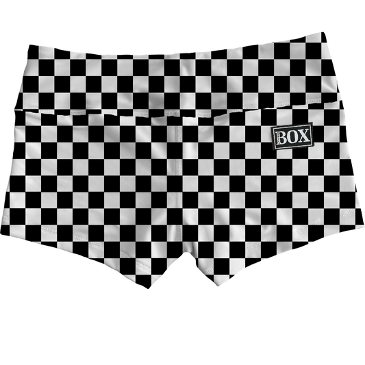 Blk Wht Check Shorts WITH POCKETS