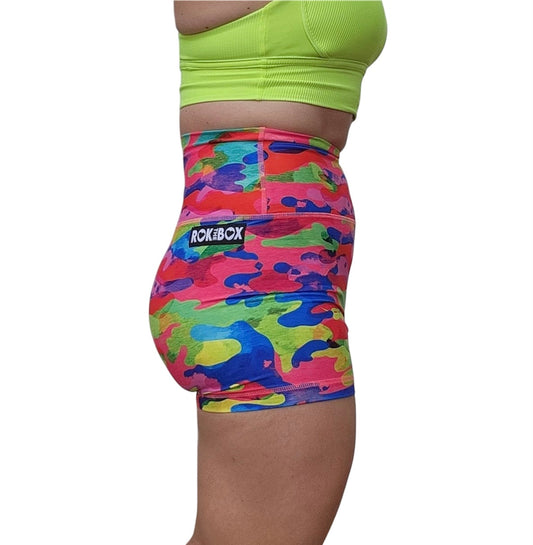 February Vol.3 Hidden Rainbow Camo Highrise Shorts