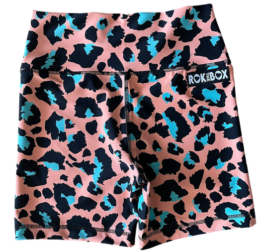 Turquoise Peach Leo Spots Highrise Shorts