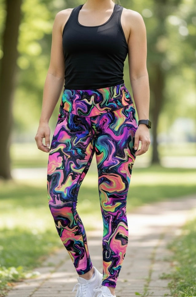 Neon Wave ROK Leggings With Pockets