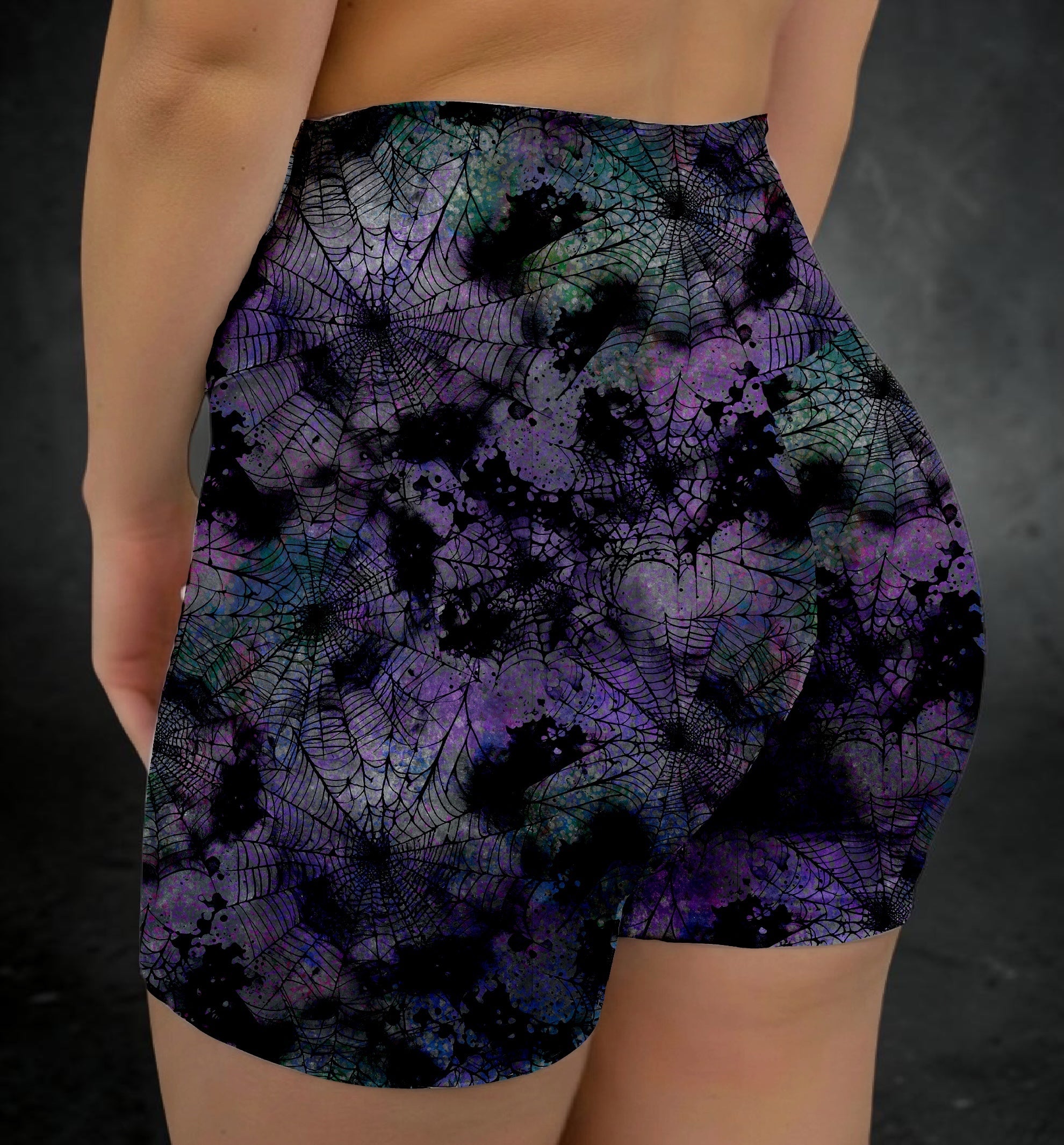 Dark Mauve Webs Hybrid Shorts With Pockets