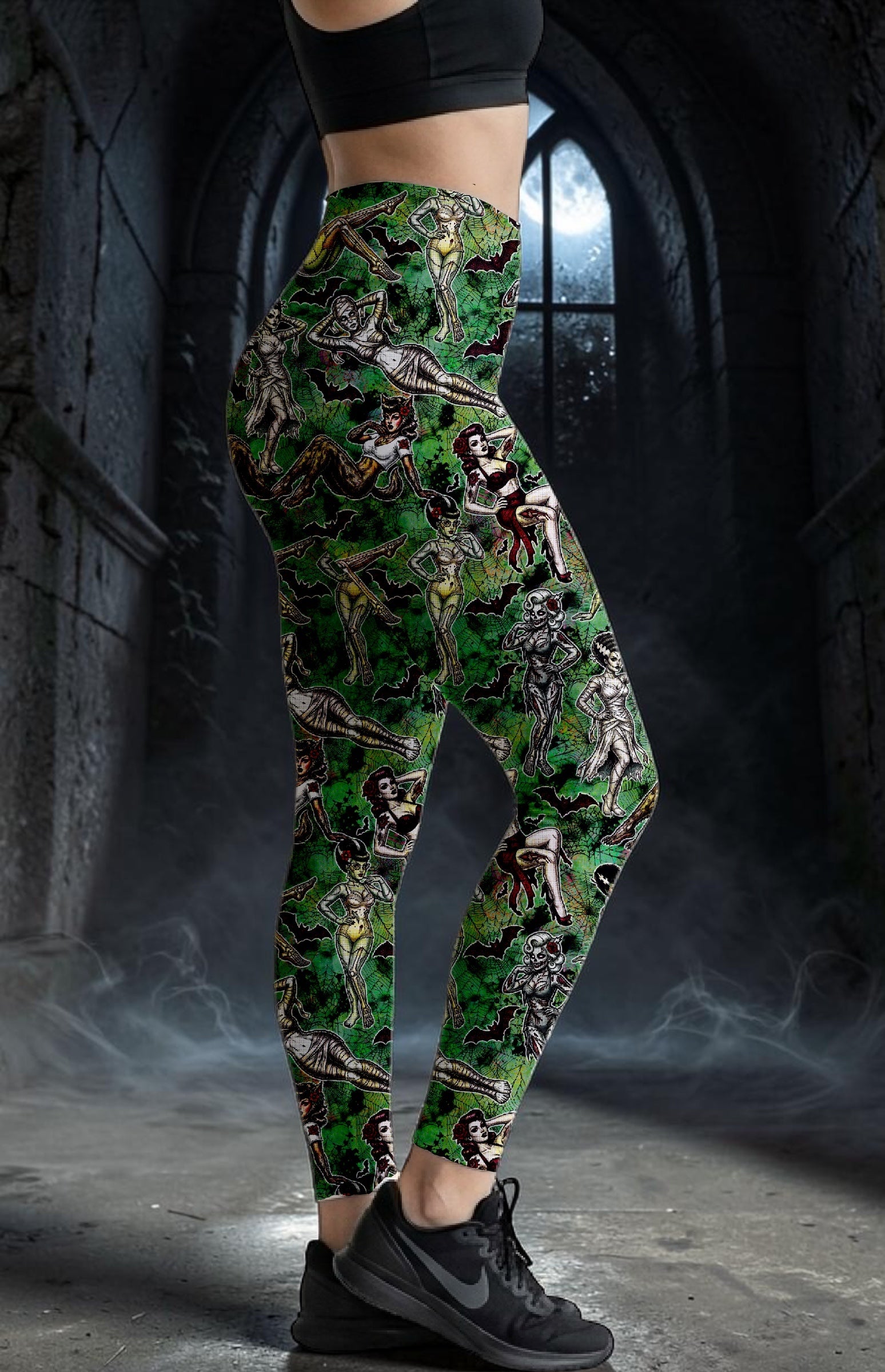 Green Pin Up ROK Leggings With Pockets