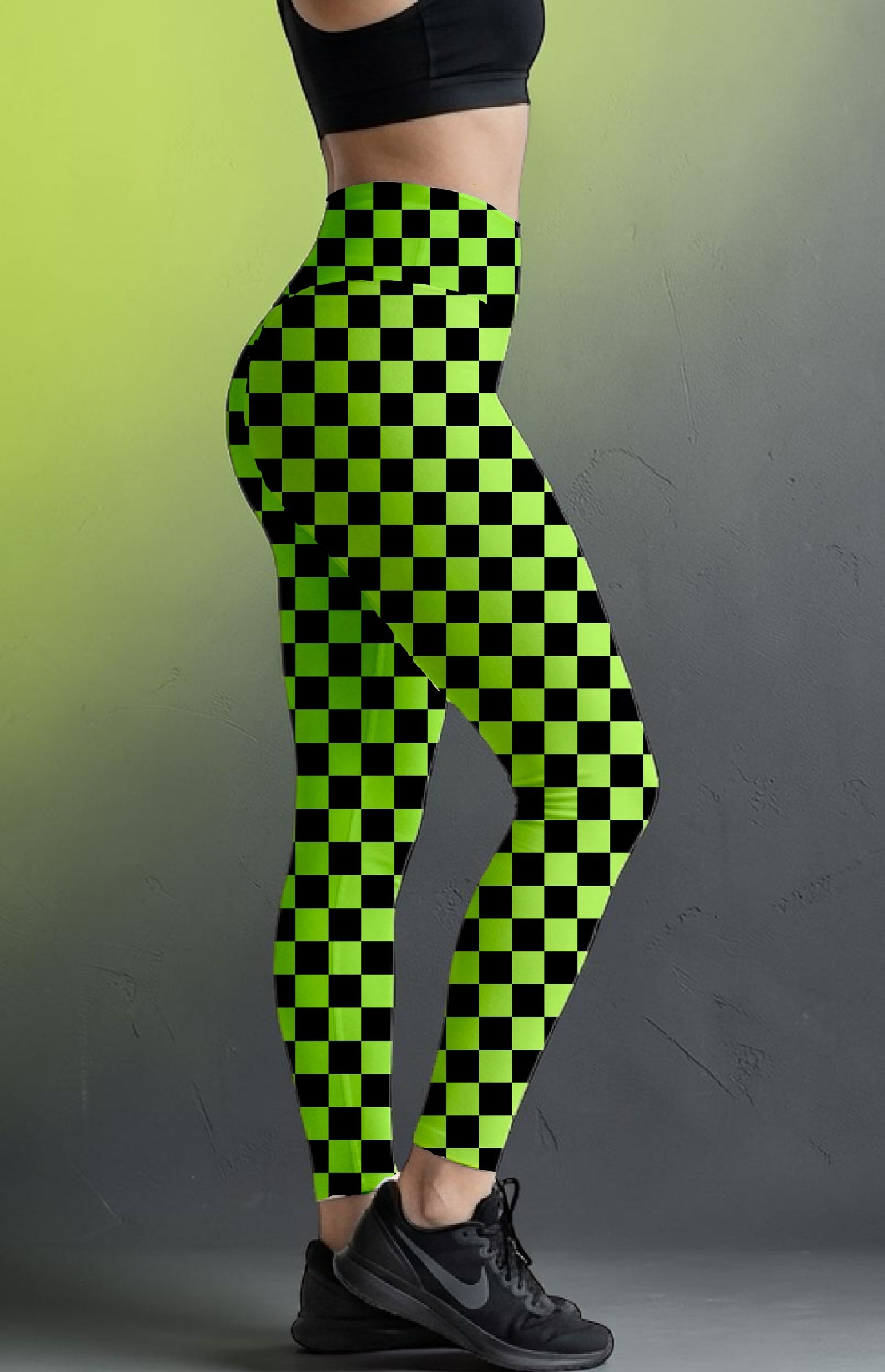 Lime Check ROK Leggings No Pockets