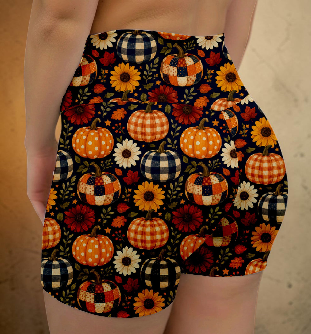 Patched Pumpkins Midrise Shorts No Pockets