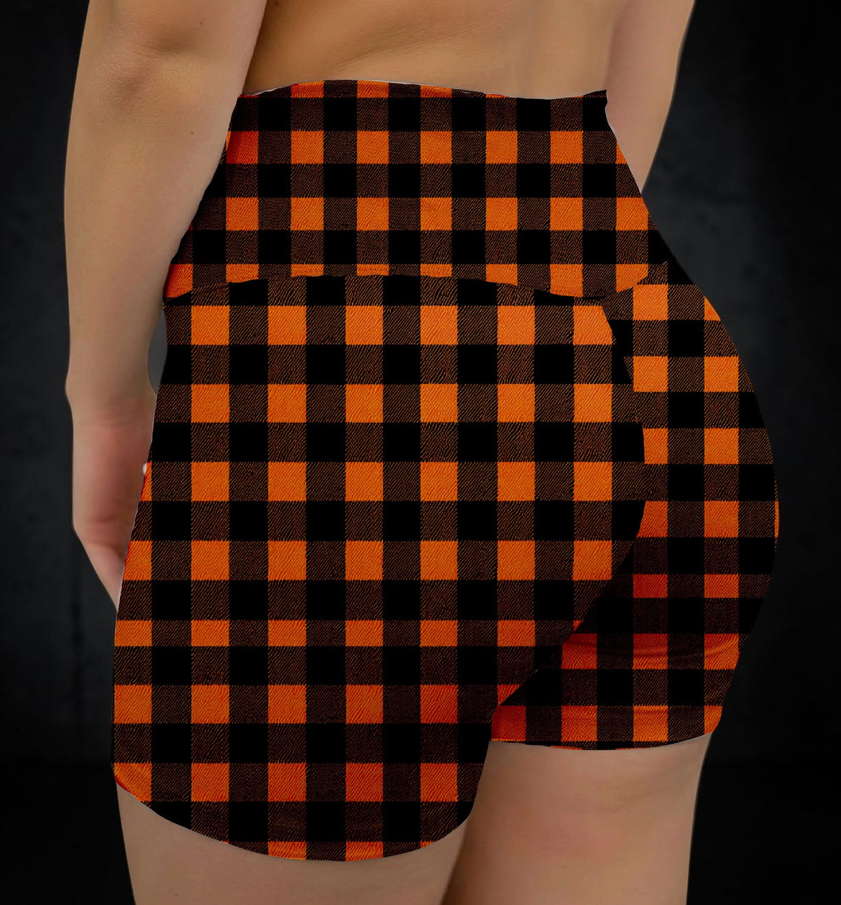 Orange Buffalo Plaid VNFS Shorts With Pockets