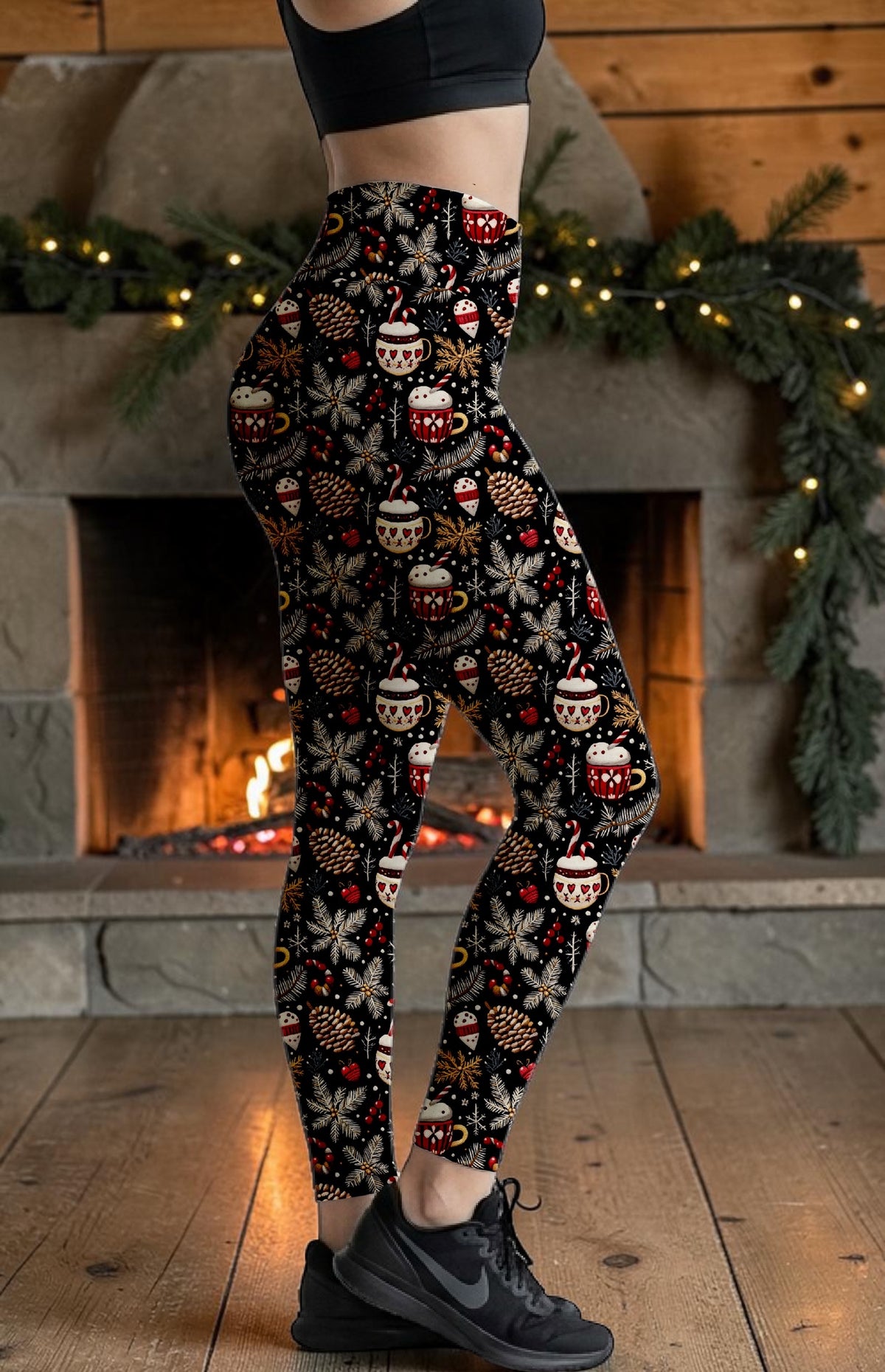 Festive Pinecones ROK Leggings No Pockets