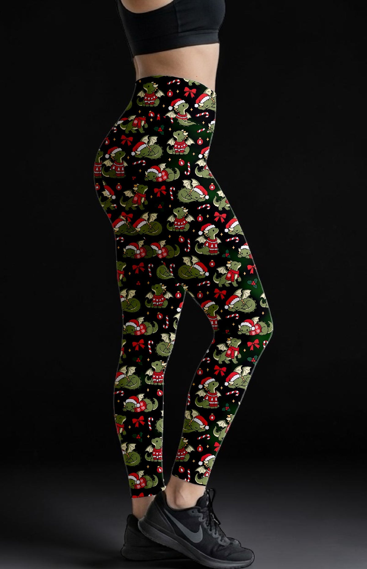 Holly Jolly Dragon ROK Leggings With Pockets