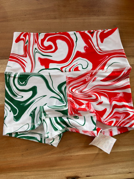 Red white and green swirls  3.5 S Highwaist